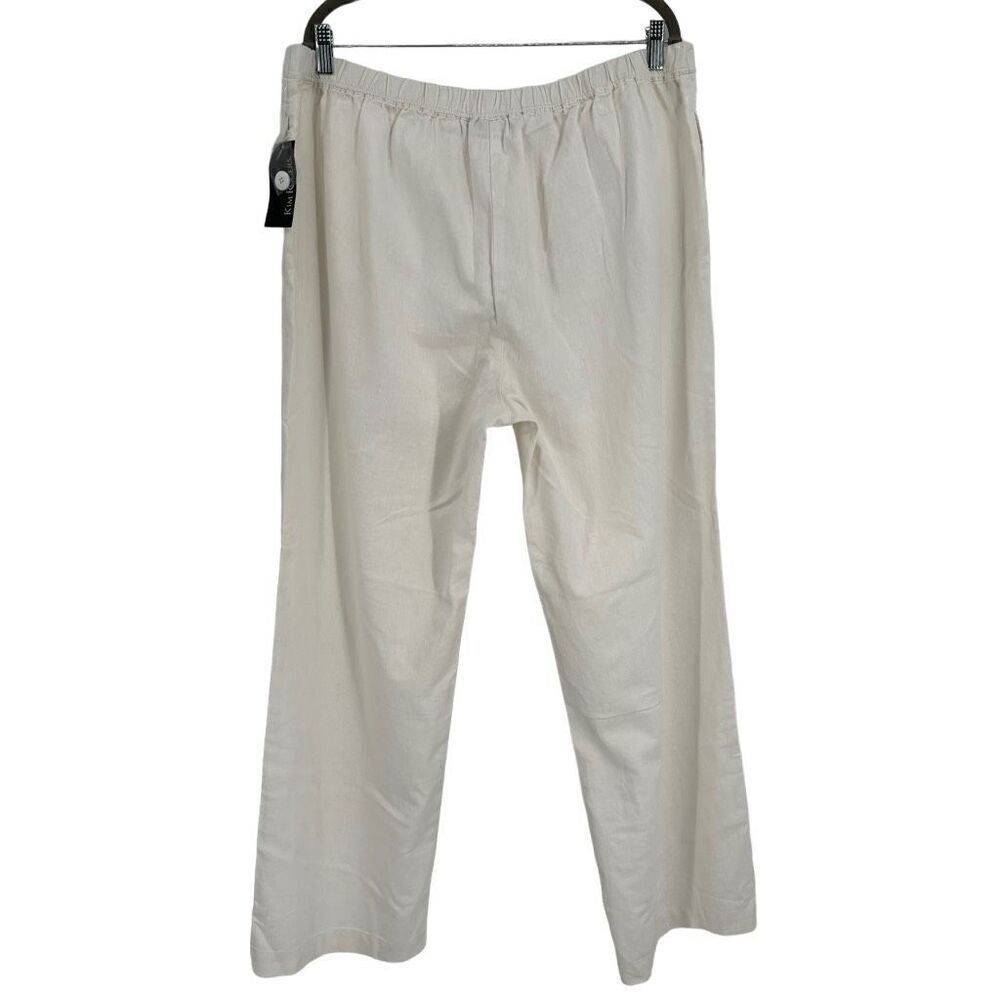 Kim Rogers Linen Cotton Blend Wide Leg Pants White‎ Size 18 NWT - Picture 7 of 9